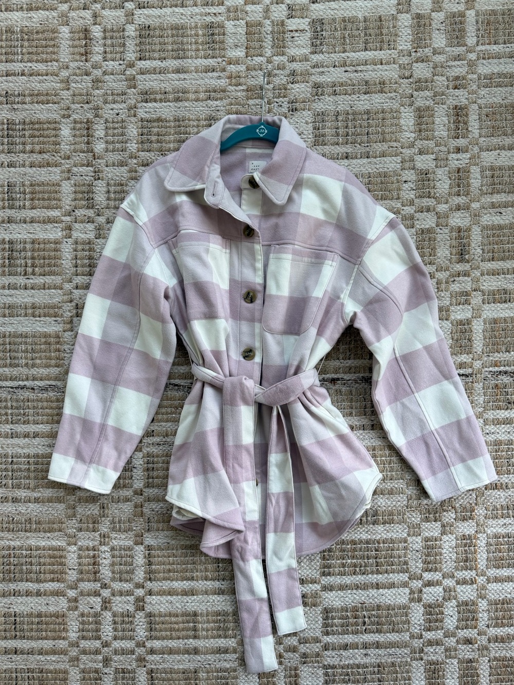a new day Lavender and White Checked Tie-Waist Jacket